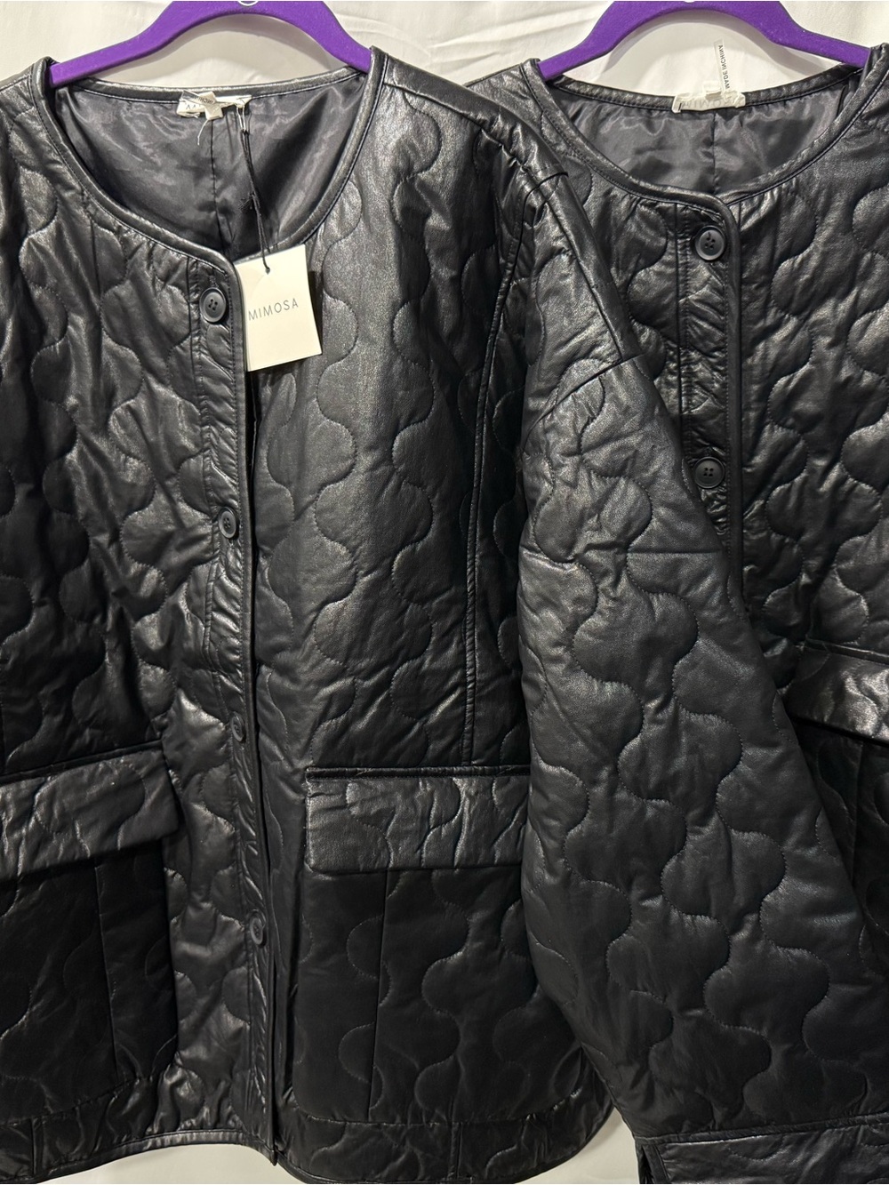Mimosa Quilted Faux Leather Jacket — Black